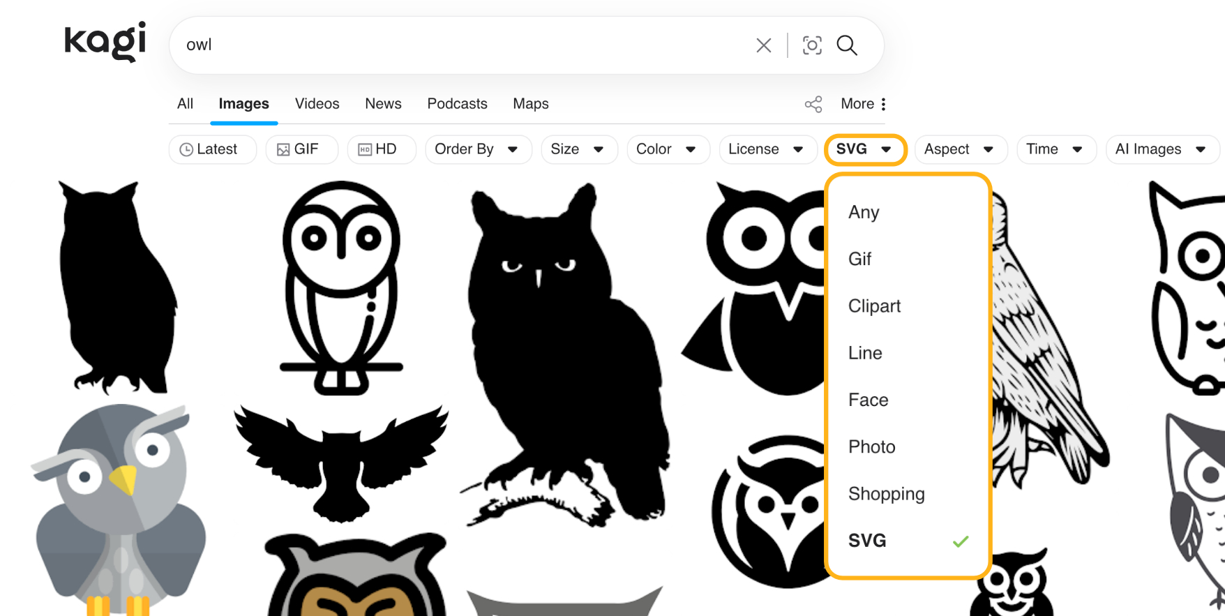 Image search SVG filter